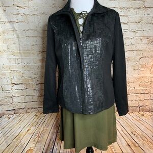 JM Collection Faux Snakeskin Textured Jacket